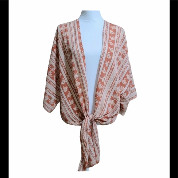 Sadie & Sage Tops - Vintage Boho Tunic Cardigan Kimono Top Pink Cream